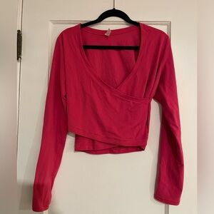 Athleta long-sleeve and hot pink workout top, size L